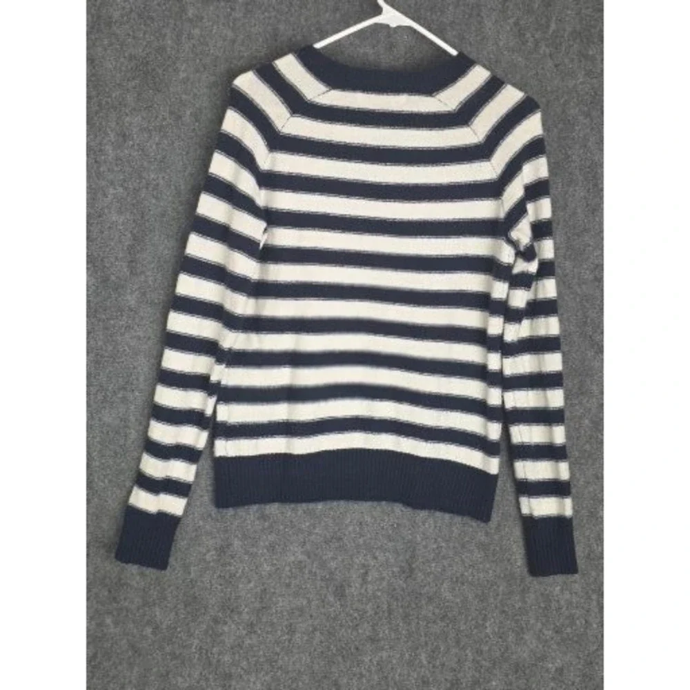 Abercrombie Fitch Navy White Striped Knit Sweater Pullover Long Sleeve Women's M